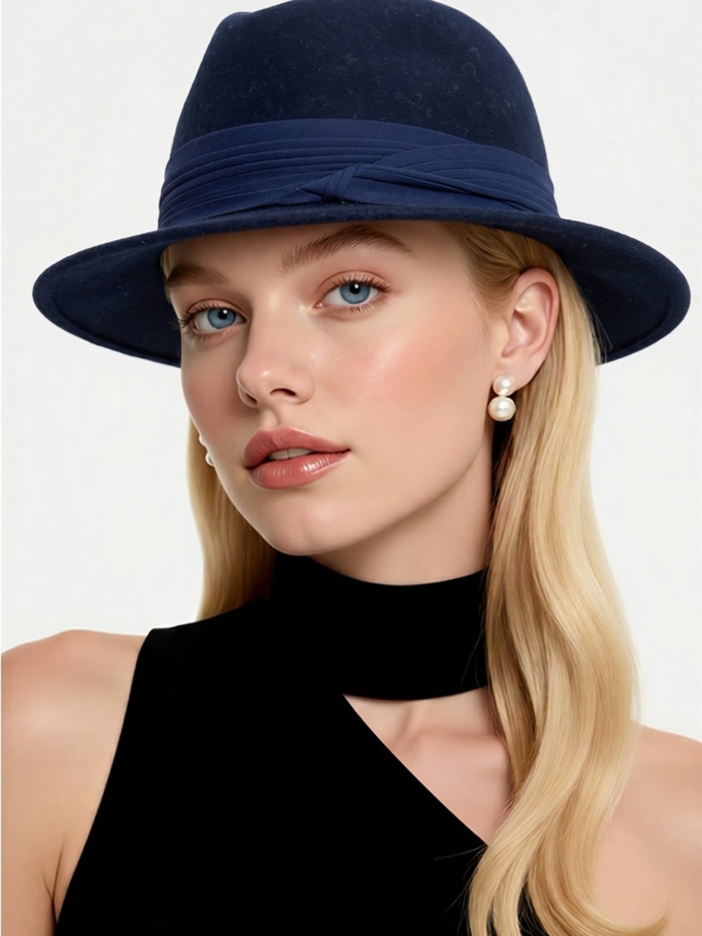 Vintage Wool Bollman Classic Navy Felt Fedora with Twisted Band